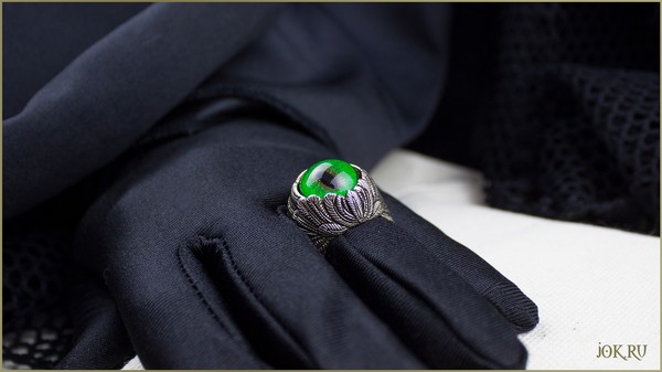 Стильное кольцо оригинальное украшение талисман с зеленым глазом кота мейнкуна купить ювелирное кольцо в магазине Джокер с доставкой
